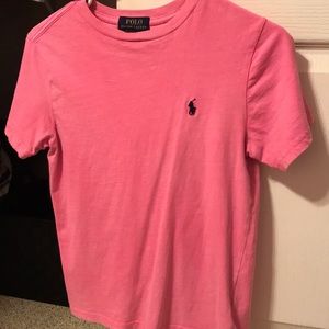 pink polo shirt